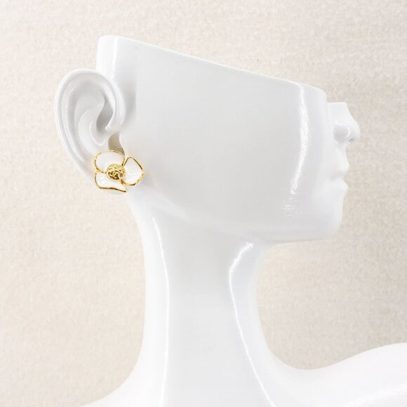 Tory Burch Fleur Flower Stud Earrings White OS - Picture 12 of 13